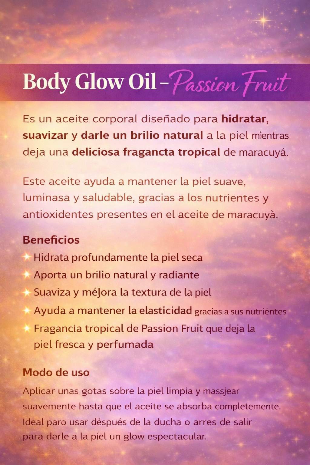 Body Glow Oil - Passion Fruit